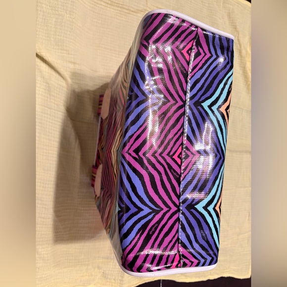 Consuela Zebra Stripe Tote in Pink, Purple, Blue & Peach - Picture 6 of 11